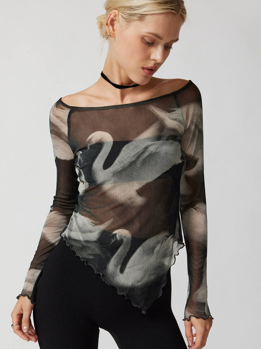Urban Outfitters SheerLong Sleeve Top